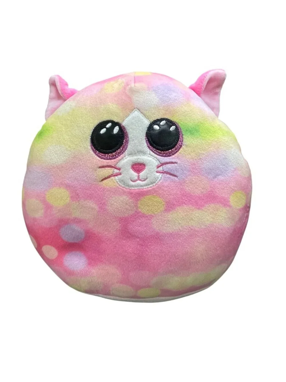 Ty Beanie Boos Kiki Cat Plush 8” Pink Multicolor Stuffed Animal With Big Eyes